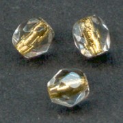 Faceted 3 mm Crystal Gold Lined x50