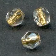 Faceted 3 mm Crystal Gold Lined x50