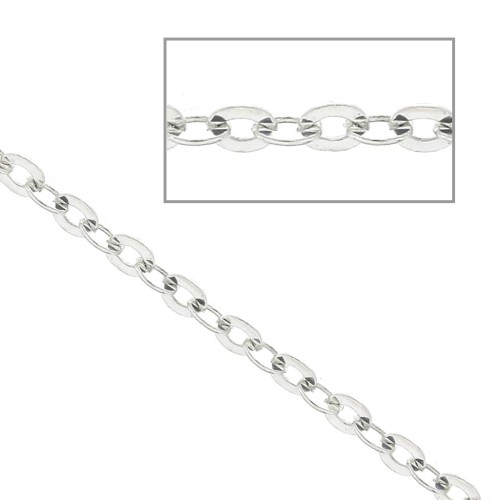 925 Sterling Silver Cable chain 1.3x1.6 mm x 50cm