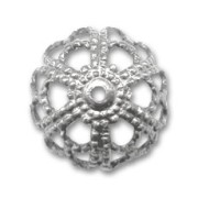 Filigreed saucers 14mm old silver tone x1