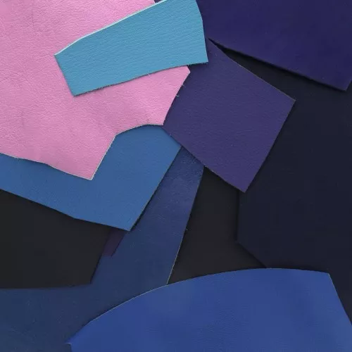 Luxury Leather Waste in different sizes and textures - Blue x 200g