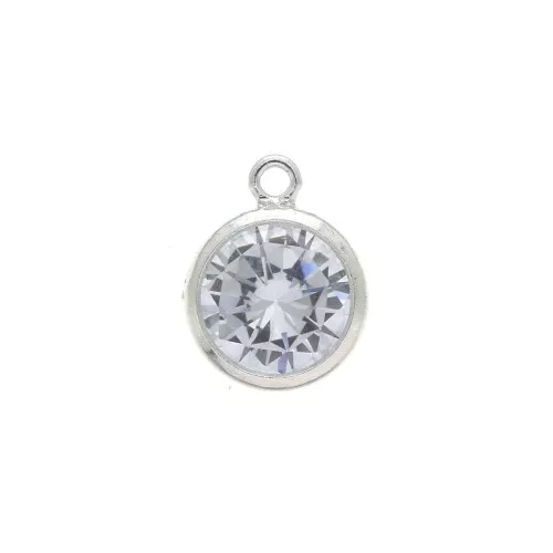 925 Sterling Silver Pendant 8.5x6.6 mm with a perpendicular loop zirconium oxid x1