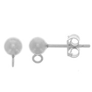925 Sterling Silver 3 mm Ball earstuds with a loop x2