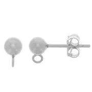 925 Sterling Silver 3 mm Ball earstuds with a loop x2