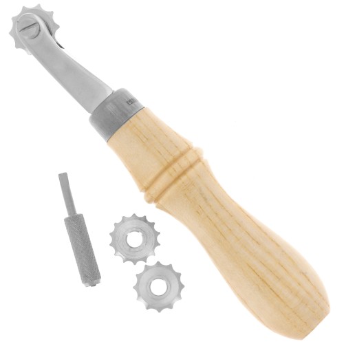Tool to mark and pierce the leather - with a wooden handle x1