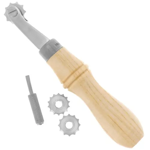 Tool to mark and pierce the leather - with a wooden handle x1