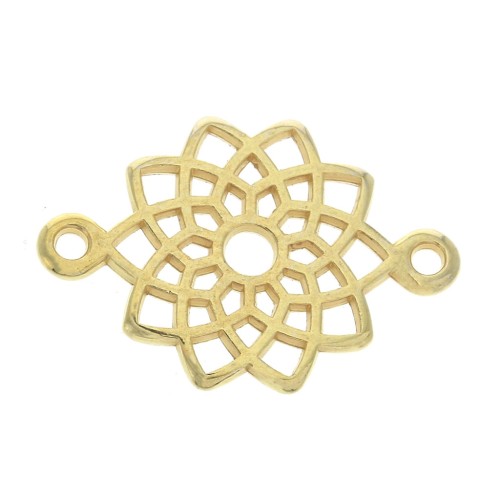 Mandala-shaped Spacer 2 loops 20 mm - fine Gold plated x1