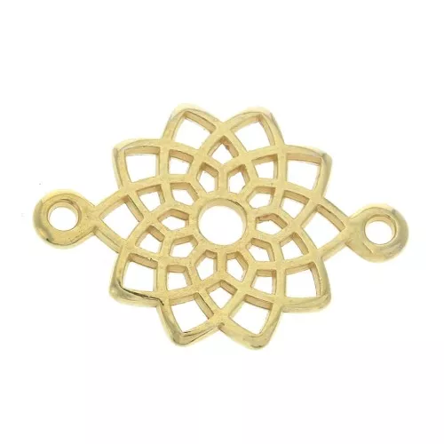 Mandala-shaped Spacer 2 loops 20 mm - fine Gold plated x1