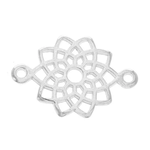 Mandala-shaped Spacer 2 loops 20 mm - Antique Silver Plating x1