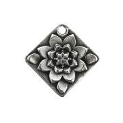 Round mandala charm 22 mm for DIY jewelry creation - Antique Silver Plating x1|raw }}