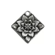 Round mandala charm 22 mm for DIY jewelry creation - Antique Silver Plating x1