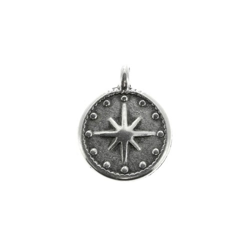 12 mm North Star pendant/charm - Antique Silver Plating x1