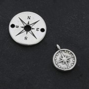 12 mm North Star pendant/charm - Antique Silver Plating x1