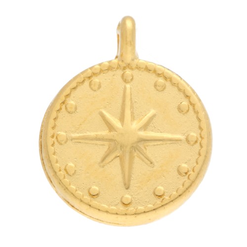 12 mm North Star pendant/charm - fine Gold plated x1