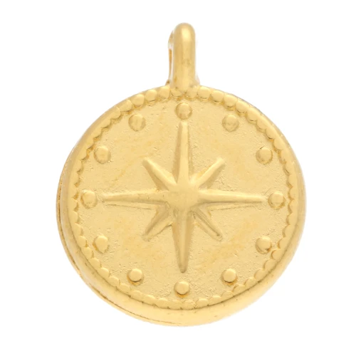 12 mm North Star pendant/charm - fine Gold plated x1