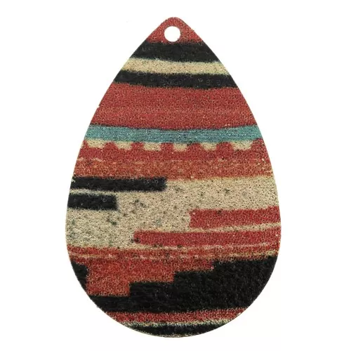 Drop 36x24 mm steel sequin with an ethnic pattern - Gold Tone / Ethnic x1