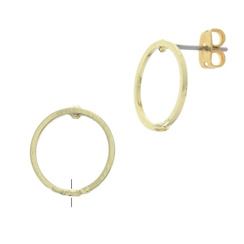Round earstuds with a loop to decorate 14 mm fine Gold Tone x2