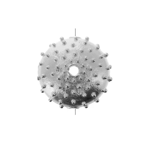Metal sea urchin bead 16x7 mm for DIY jewelry creation - Antique Silver Plating x1