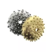 Metal sea urchin bead 16x7 mm for DIY jewelry creation - Antique Silver Plating x1