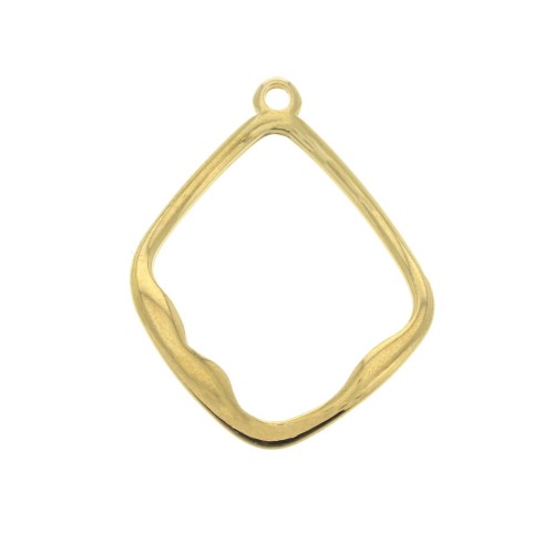 Rhombus design pendant 27x21 mm for DIY jewelry creation - fine Gold plated x1