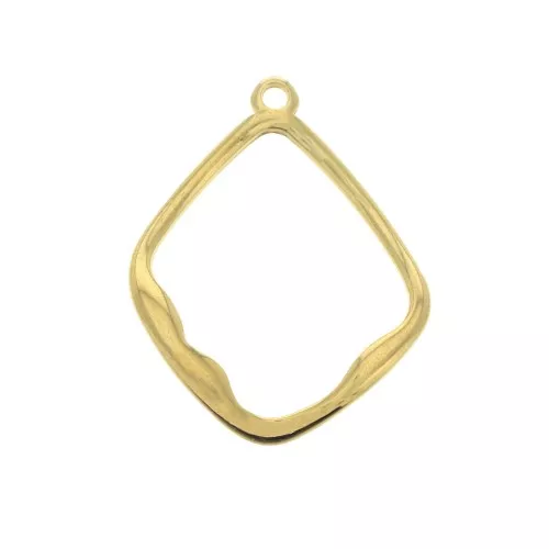 Rhombus design pendant 27x21 mm for DIY jewelry creation - fine Gold plated x1