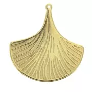Ginkgo leaf pendant 36x33 mm for DIY jewelry creation - fine Gold plated x1