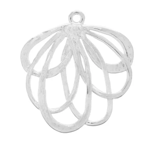 Flower pendant 27x25 mm for DIY jewelry creation - Antique Silver Plating x1