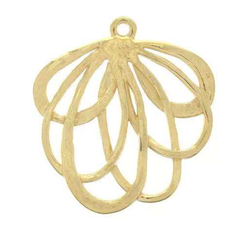 Flower pendant 27x25 mm for DIY jewelry creation - fine Gold plated x1