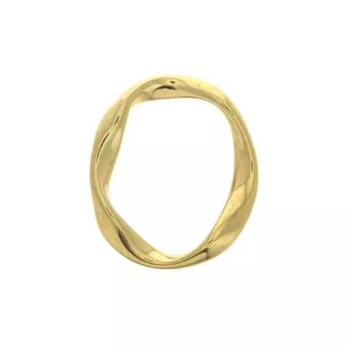 Twisted oval ring 25x20 mm for DIY jewemry creation - fine Gold plated x1
