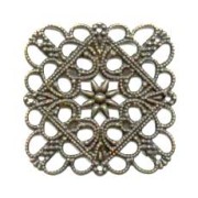 Square Flexible Filigree finding 35mm bronze tone x1
