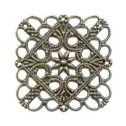 Square Flexible Filigree finding 35mm bronze tone x1