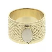 Large ring with a moonstone 56 - Scale textured look - Gold Plated 3 microns x1