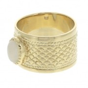 Large ring with a moonstone 56 - Scale textured look - Gold Plated 3 microns x1