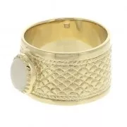 Large ring with a moonstone 56 - Scale textured look - Gold Plated 3 microns x1