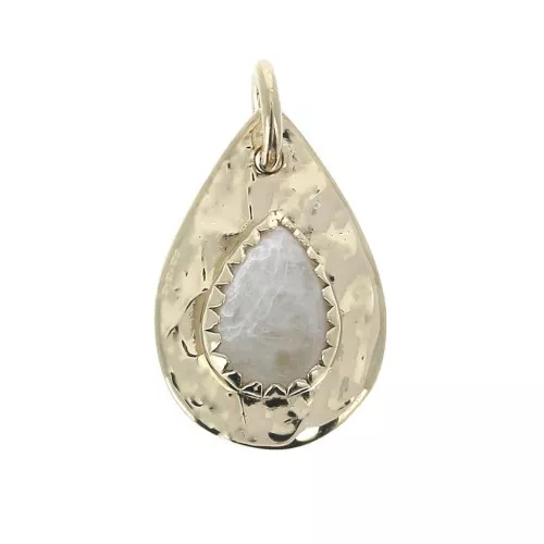 Charm with jump ring 17 mm Moonstone/ Gold Plated 3 microns x1