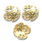 Filigreed saucers 6.5mm fine Gold plated x10|raw }}