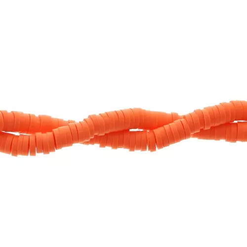 Heishi beads polymer clay rondelles 4x1 mm Dark Orange x39 cm
