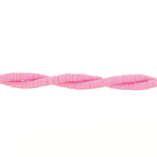 Heishi beads polymer clay rondelles 4x1 mm Bright pink x45 cm
