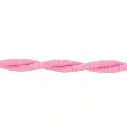 Heishi beads polymer clay rondelles 4x1 mm Bright pink x45 cm