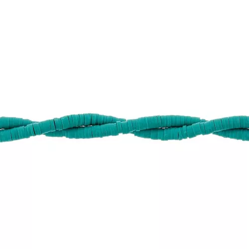 Heishi beads polymer clay rondelles 4x1 mm - Petrol green x44cm