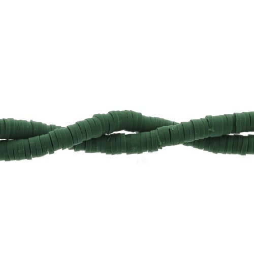 Heishi beads polymer clay rondelles 4x1 mm Fir green x39 cm