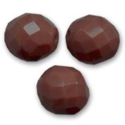 Fire Polished faceted round beads 12mm Opaque Chocolate x5