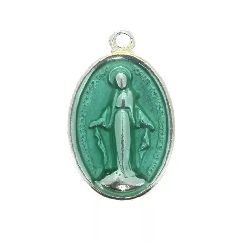 Virgin medal for DIY jewelry creation 25 mm - Green x1