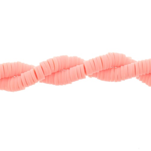 Heishi polymer clay rondelle beads 5x1 mm Neon light salmon x39 cm