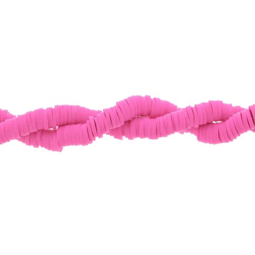 Heishi polymer clay rondelle beads 5x1 mm Bright pink x39 cm