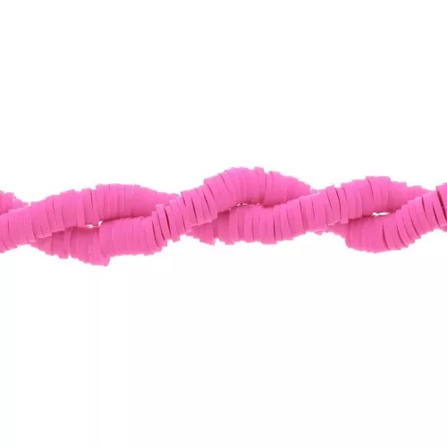 Heishi polymer clay rondelle beads 5x1 mm Bright pink x39 cm