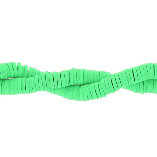 Heishi polymer clay rondelle beads 5x1 mm Light green x39 cm