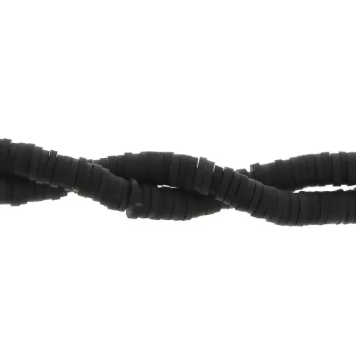 Heishi polymer clay rondelle beads 5x1 mm Black x45 cm