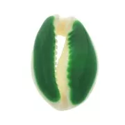 Cauri shell with epoxy resin for DIY jewelry creation - 20 / 25 mm - Green x1