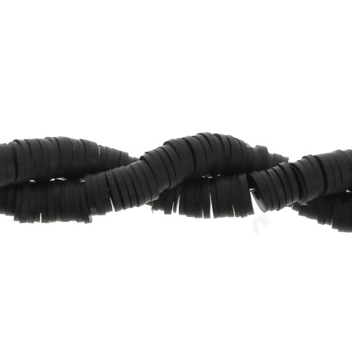Heishi polymer clay rondelle beads 6x1 mm Black x45 cm